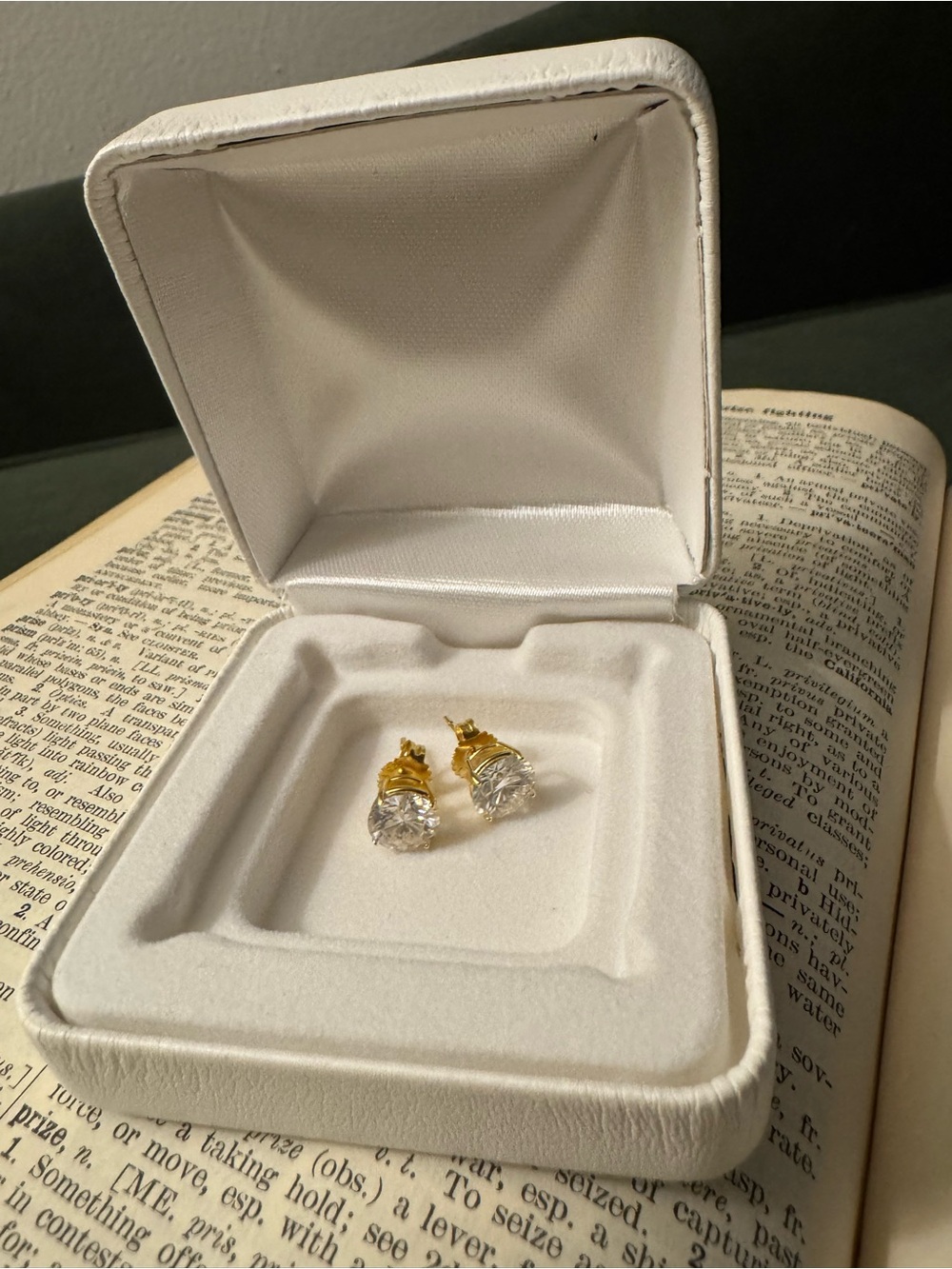 Gold-Tone Moissanite Stud Earrings - Elegant Women's Jewelry